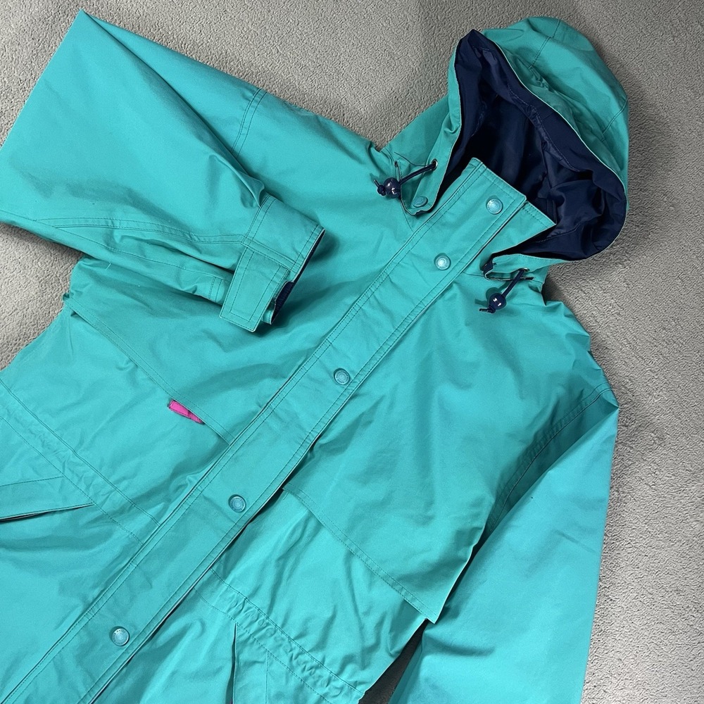 EDDIE BAUER Jacket Womens Small Blue Gore-Tex Hooded Windbreaker Rain VTG 90s